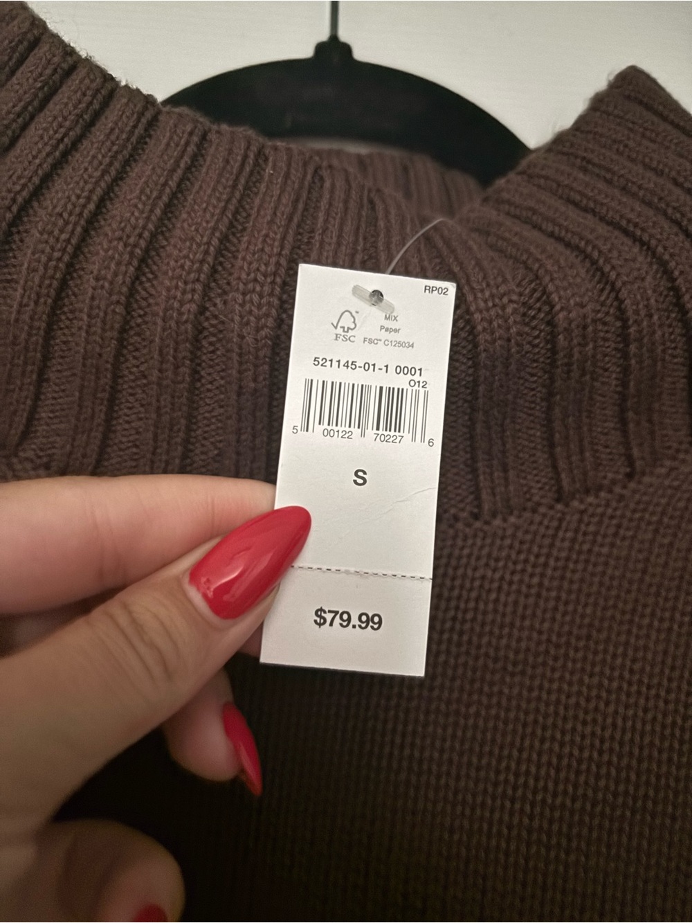 NWT Gap Brown & White Striped Mock Neck Sweater Size Small - Picture 8 of 8